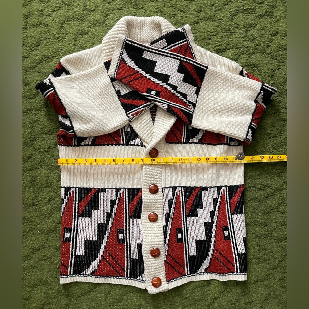 Vintage Shawl Collar Aztec Knit Cardigan - Picture 7 of 11